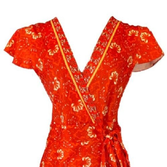 Charlie Charlie Charlotte Red Kimono Wrap Maxi Dress Women’s M - Picture 2 of 12